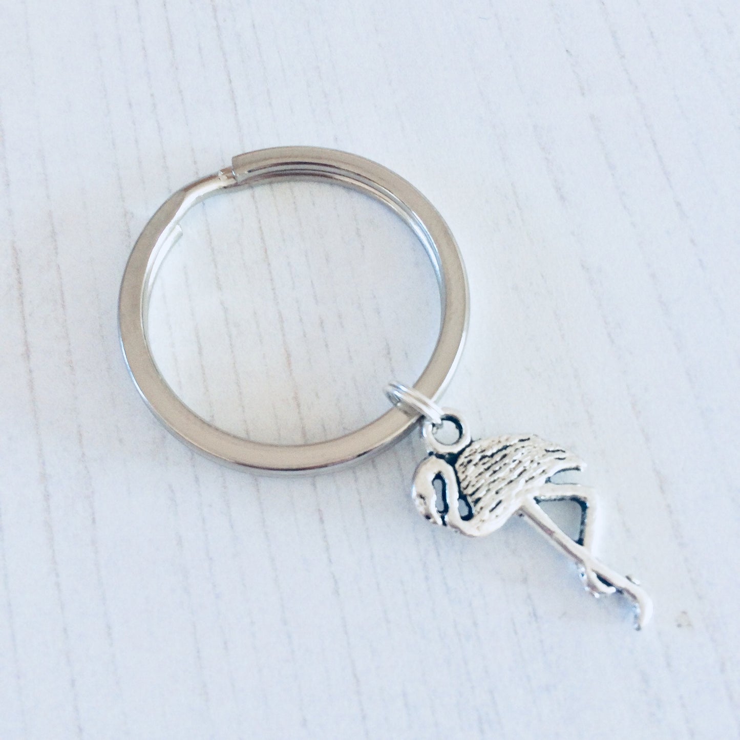 Flamingo Keychain, Summer Jewelry, Bird Charm Keyring, Animal Keyring, Flamingo Gift, Tropical Gifts, Flamingo Present Idea, Bird Gift Idea.