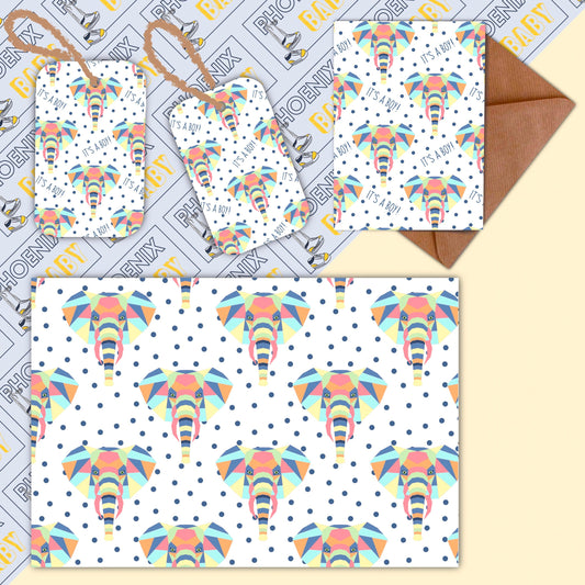 Rainbow Baby GIft Set // Newborn boy wrapping paper, Baby boy gift wrap, Rainbow baby gift tag, IVF baby present, Newborn gift wrap, Miracle
