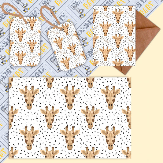 Giraffe Wrapping Paper // It's a girl gift wrap, Giraffe gift wrap, Giraffe gift tags, Giraffe card, Giraffe wrapping set, gift ideas