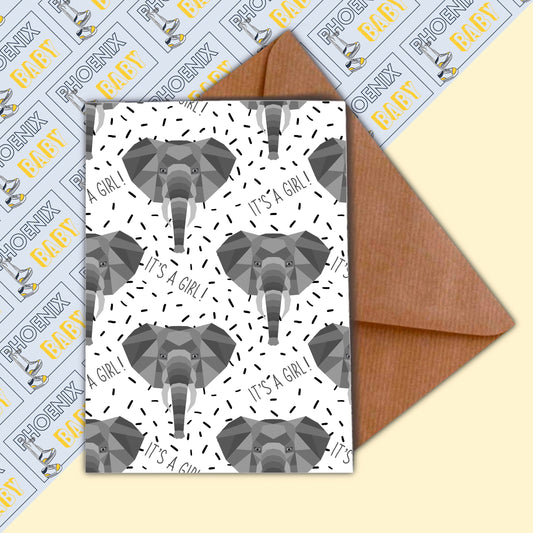 Elephant Baby Card // Elephant card, New baby girl card, Elephant Newborn card, Elephant baby card, Elephant baby shower gifts, Elephants