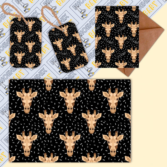 Giraffe Wrapping Paper // It's a boy gift wrap, Giraffe gift wrap, Giraffe gift tags, Giraffe card, Giraffe wrapping set, gift ideas