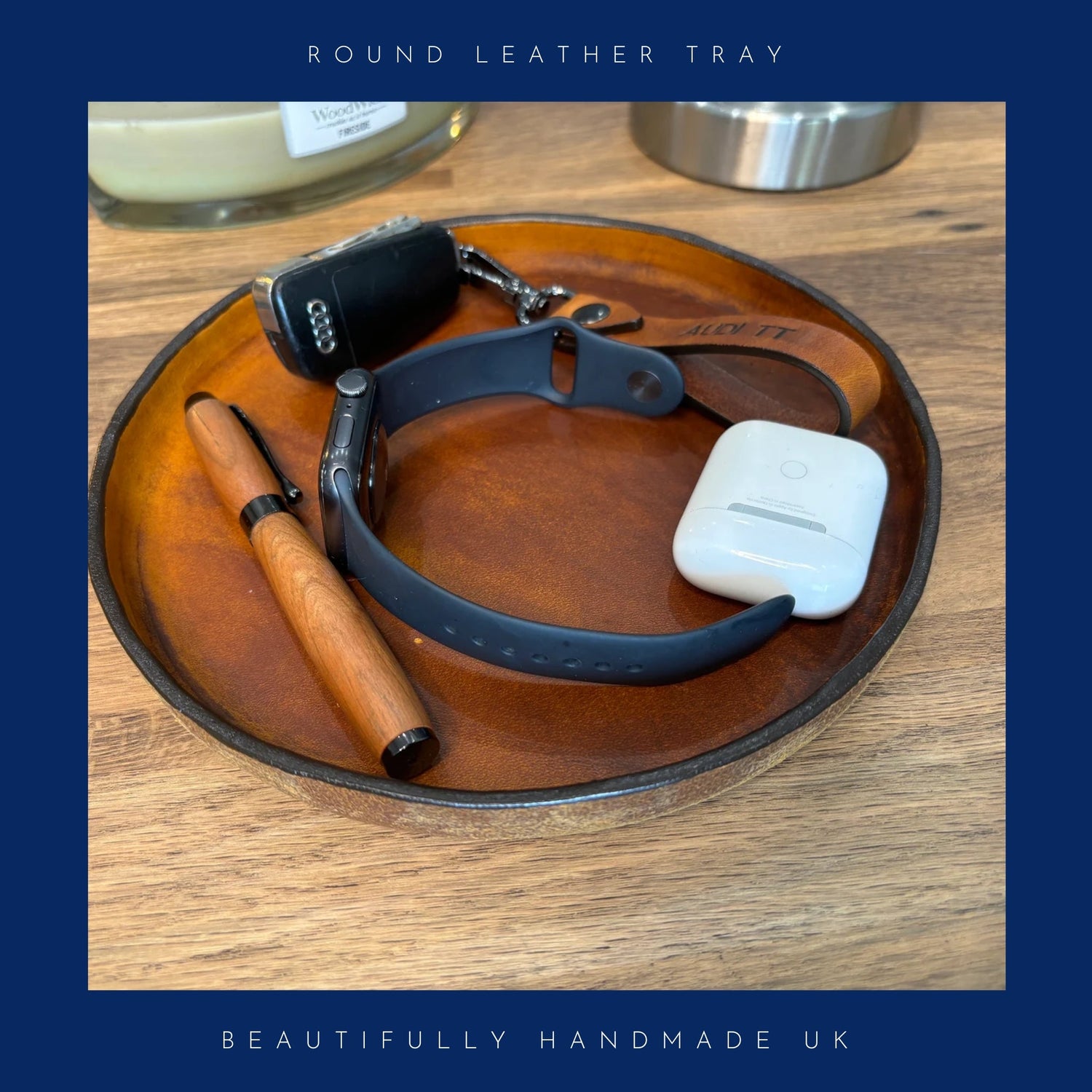 Round Leather Tray