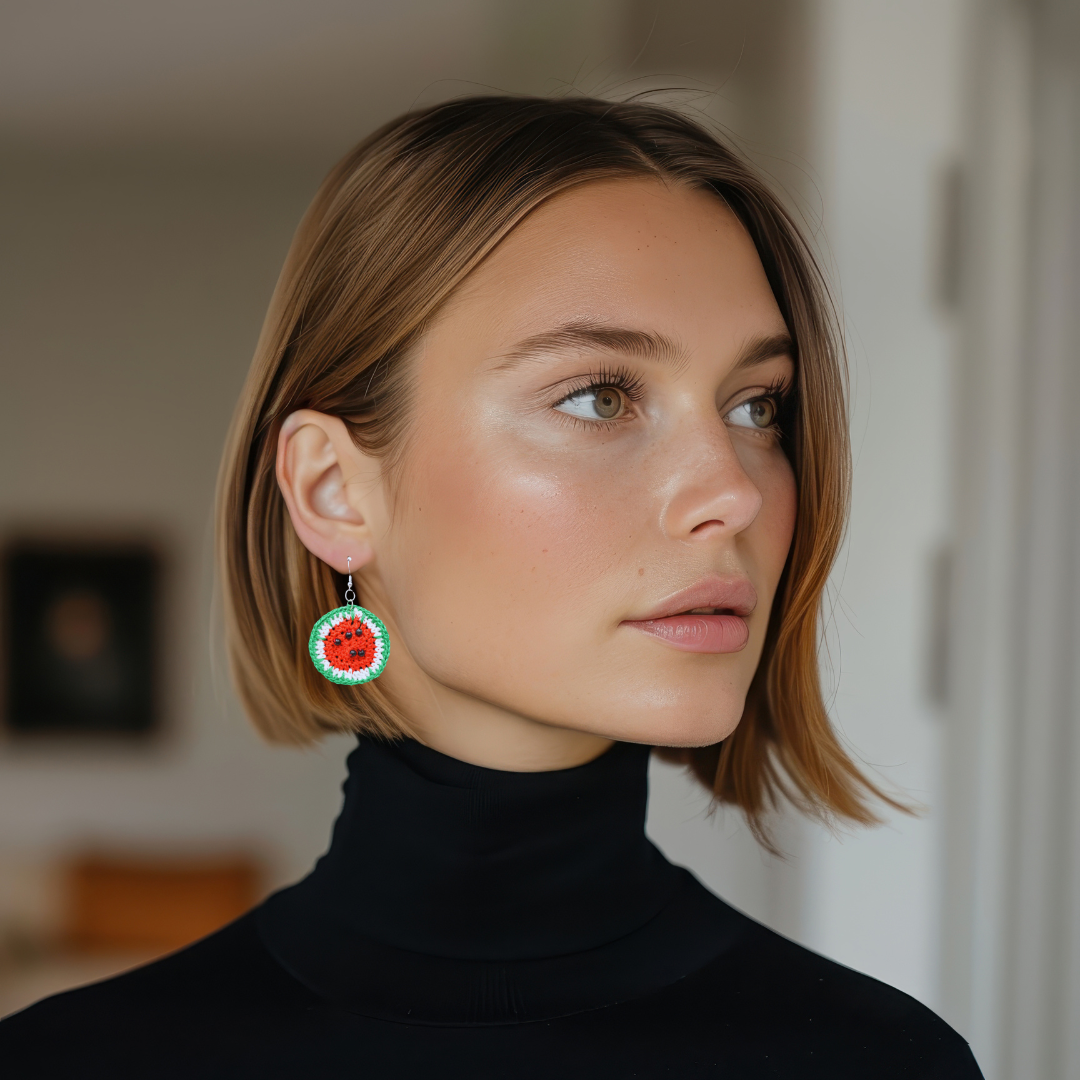 watermelon slice earrings