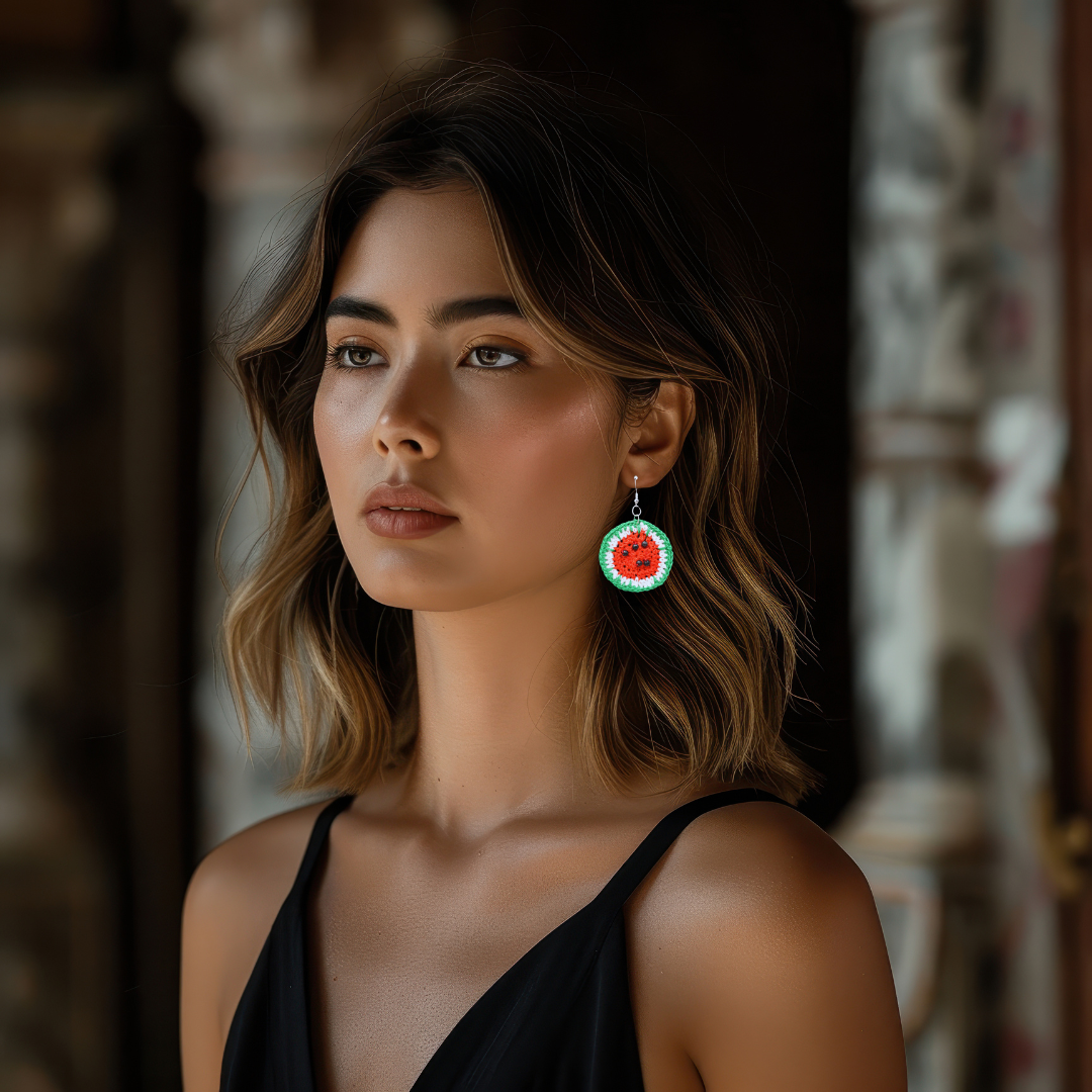 watermelon slice earrings