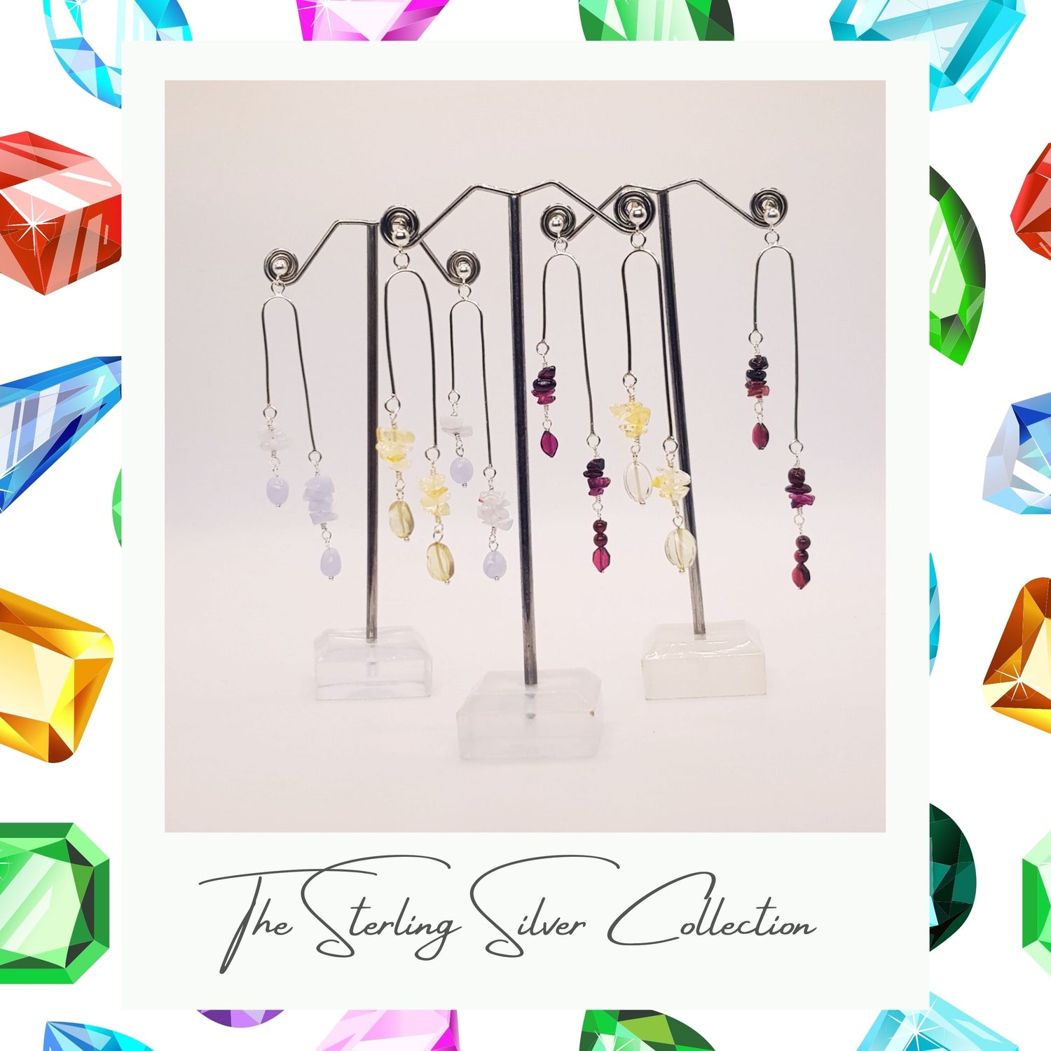 gemstone drop earrings