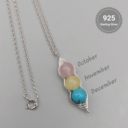 gemstone pea pod pendant