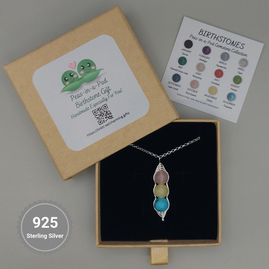 gemstone pea pod pendant