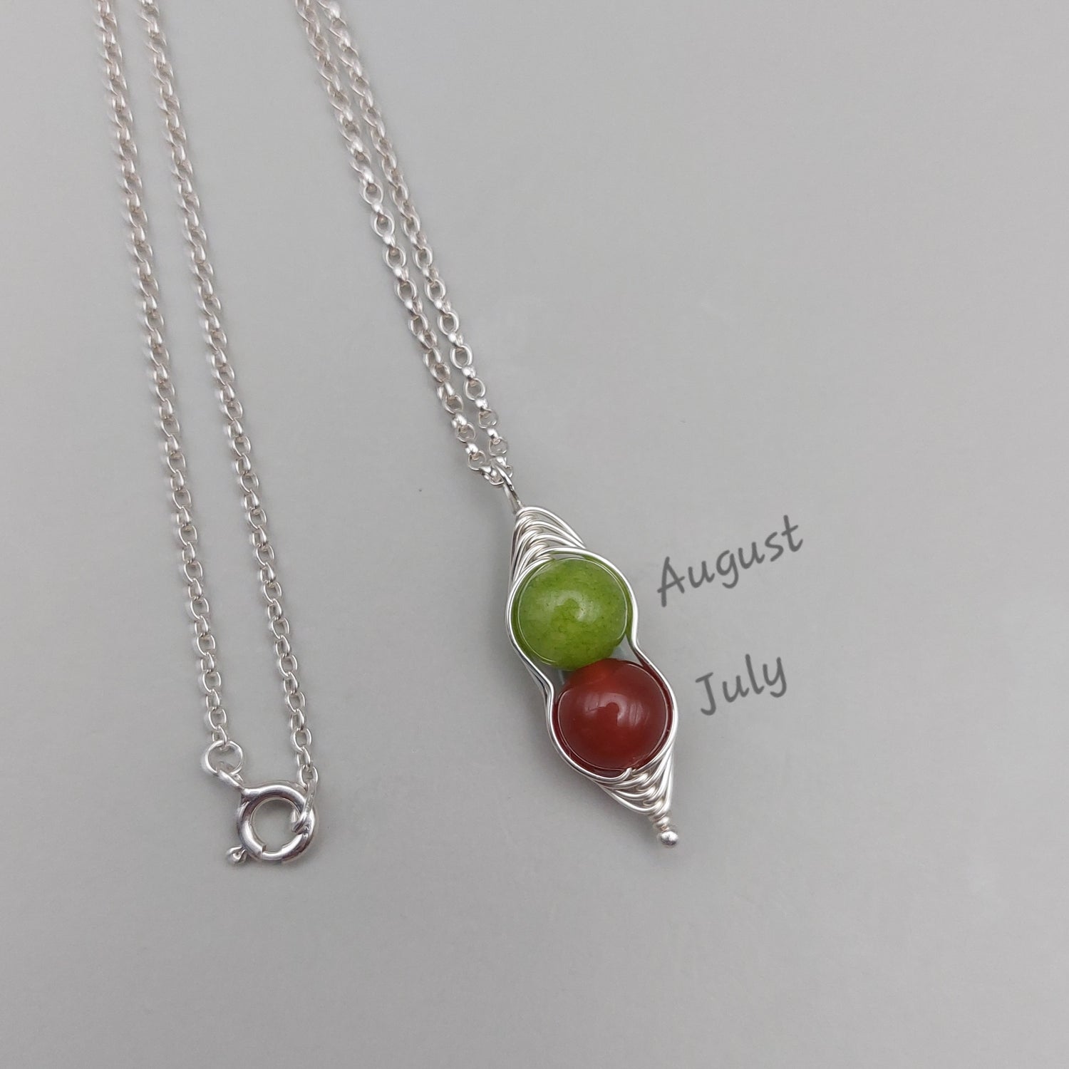 gemstone pea pod pendant