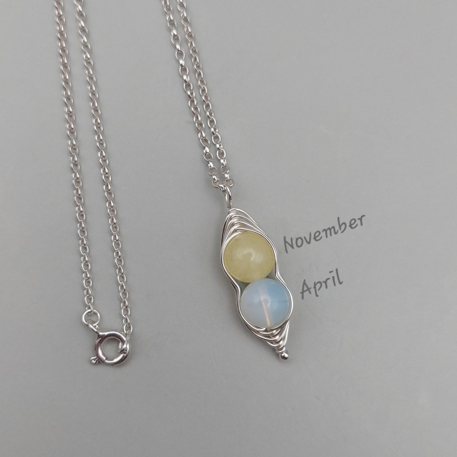 gemstone pea pod pendant