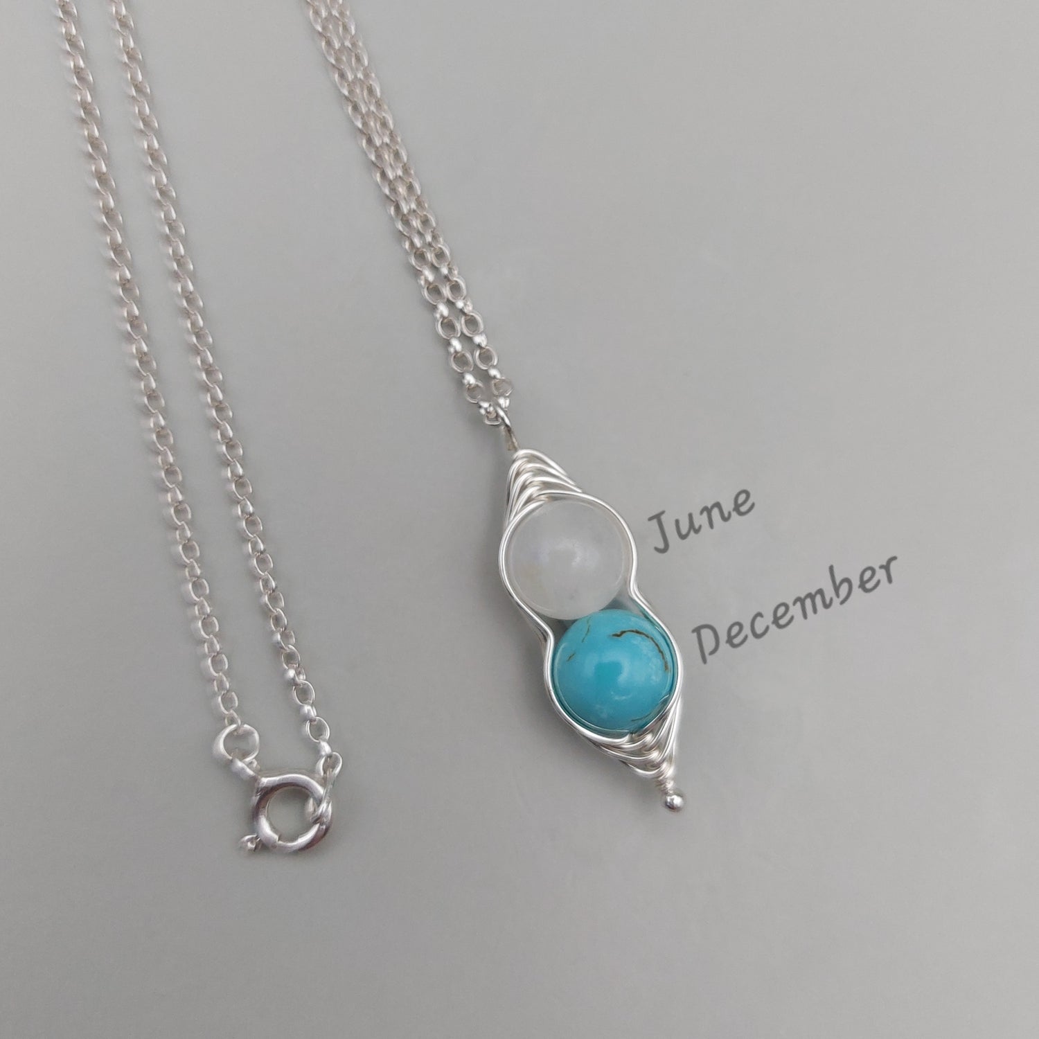 gemstone pea pod pendant