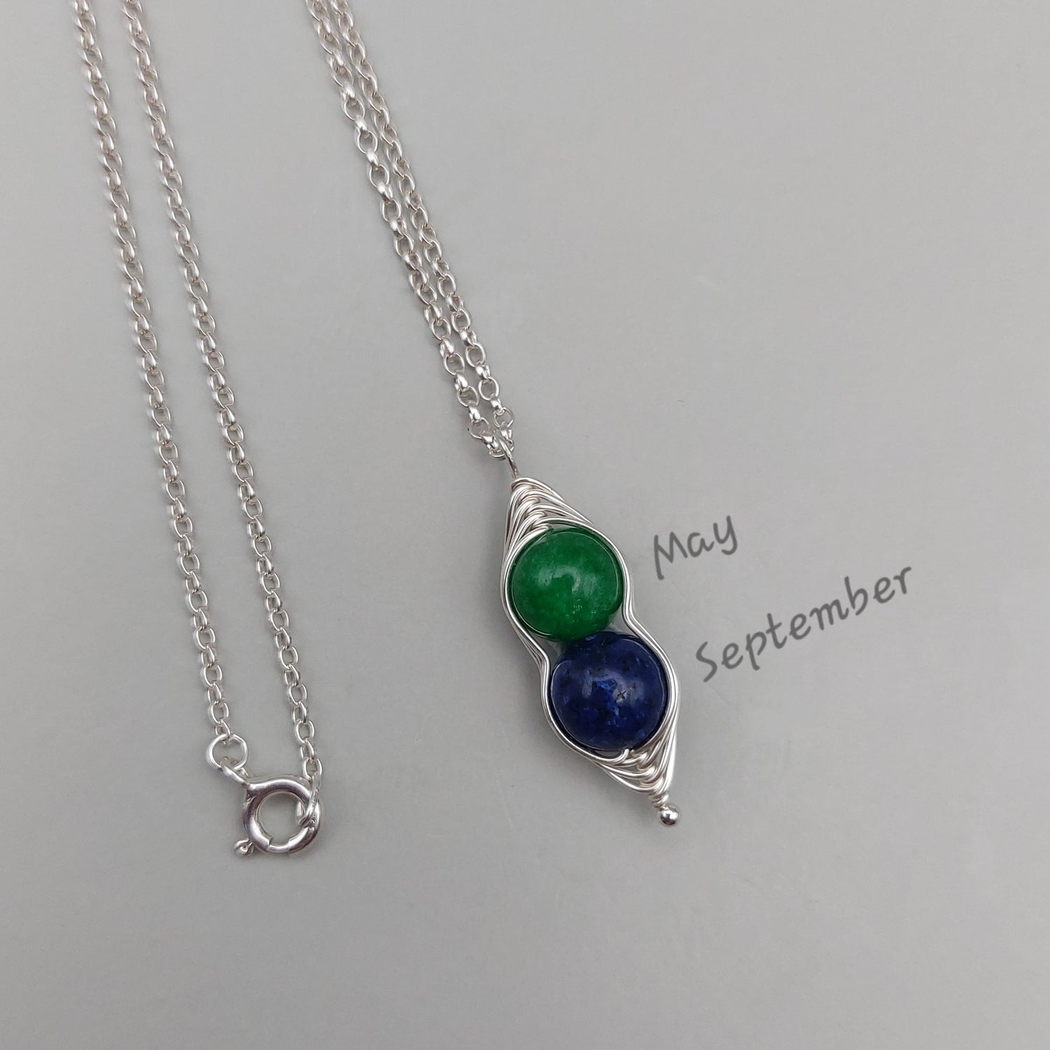 gemstone pea pod pendant