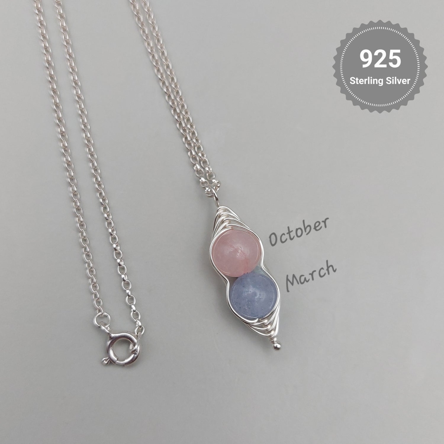 gemstone pea pod pendant
