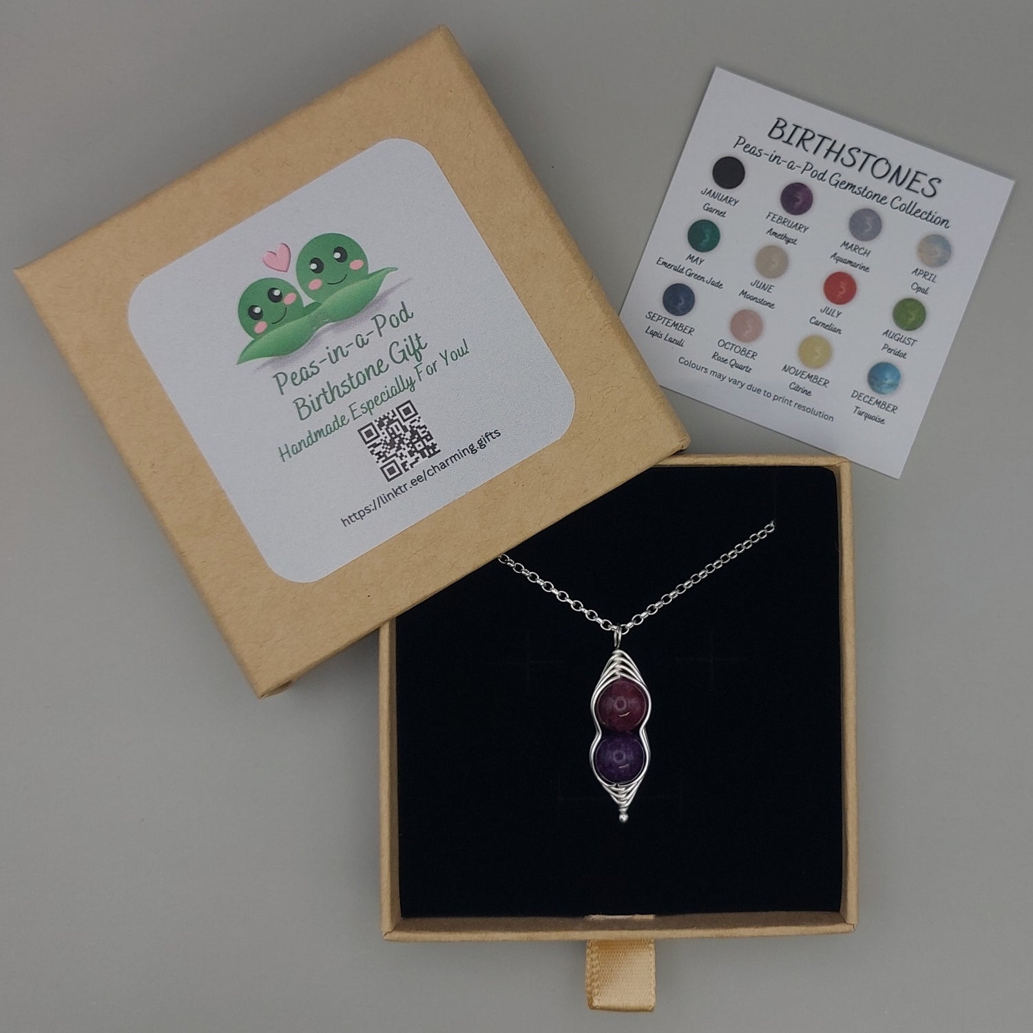 gemstone pea pod pendant