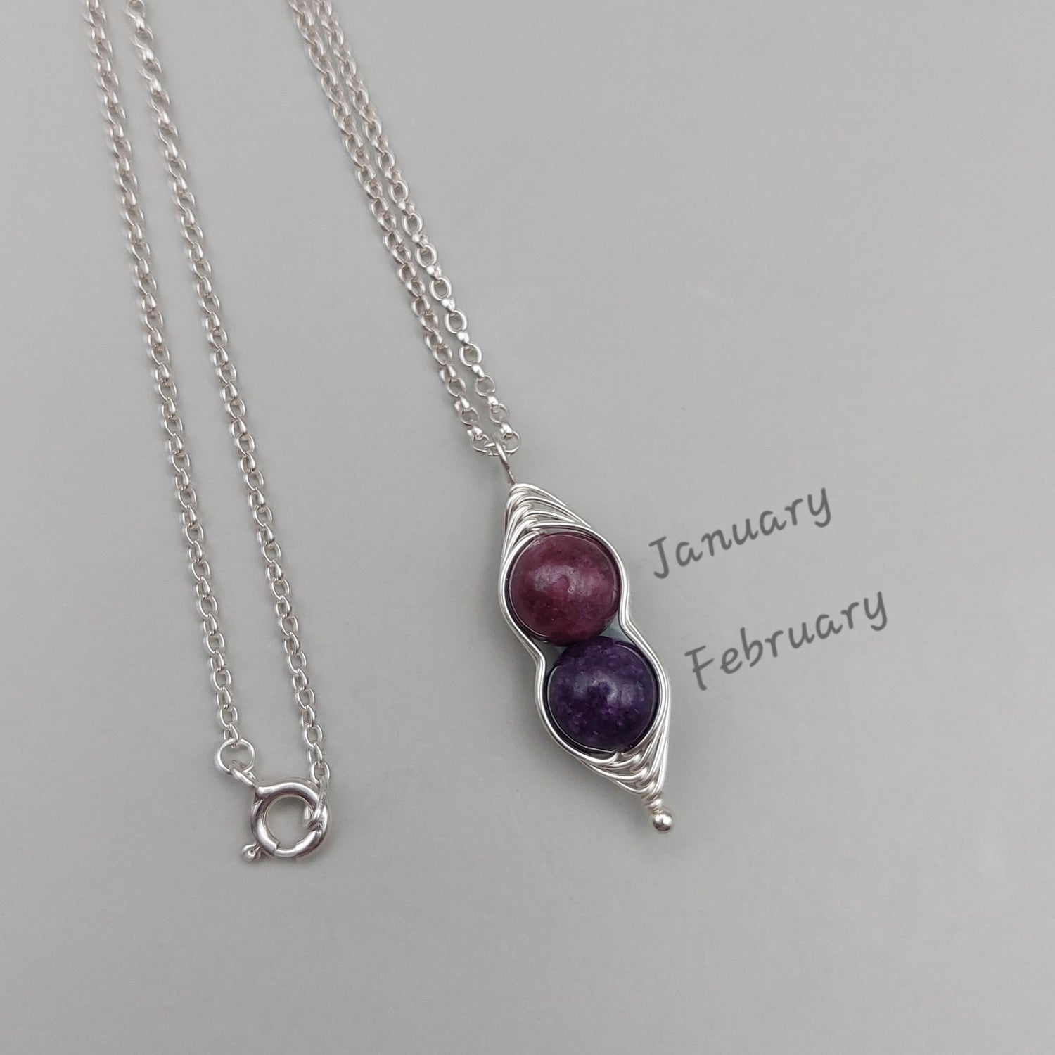 gemstone pea pod pendant