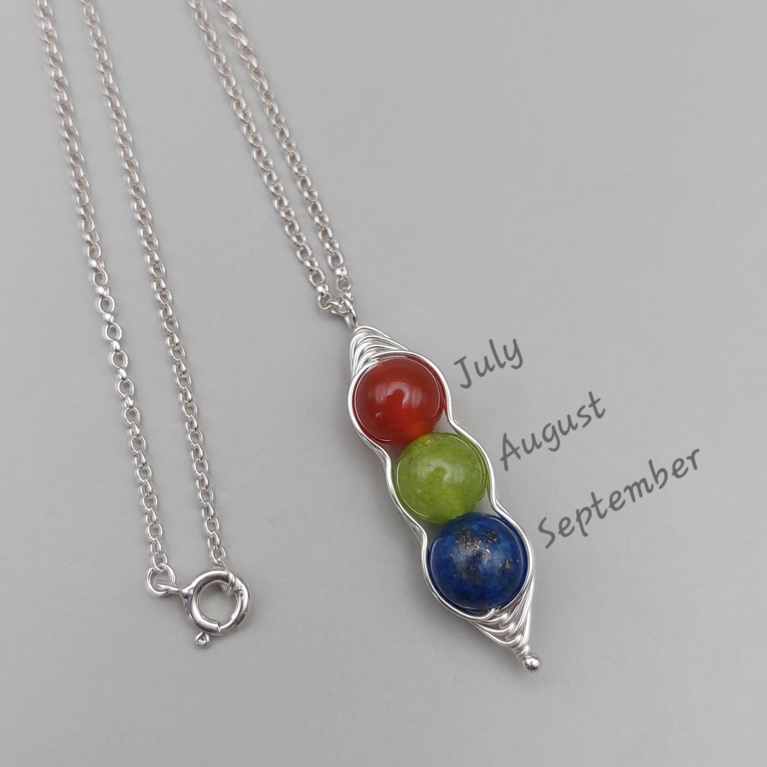 gemstone pea pod pendant
