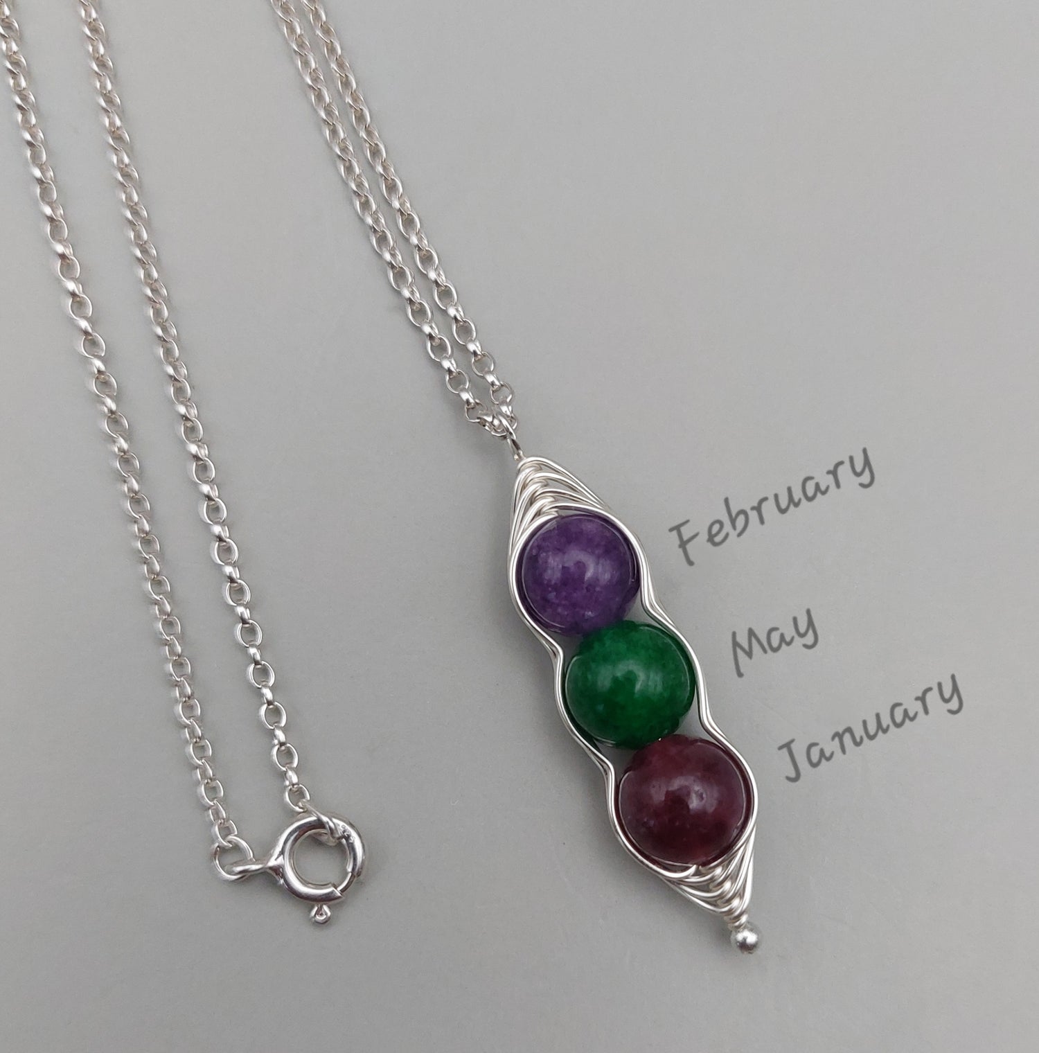 gemstone pea pod pendant