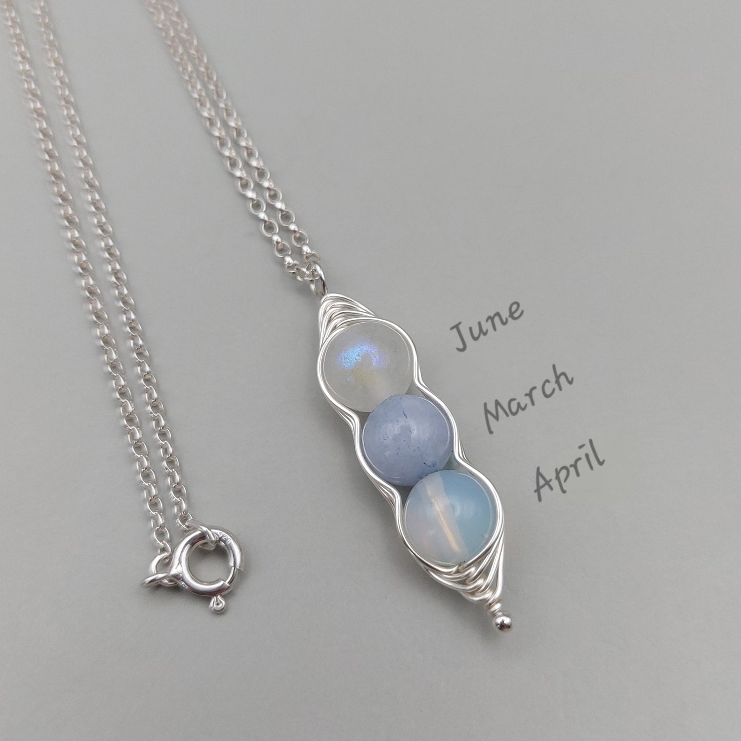 gemstone pea pod pendant
