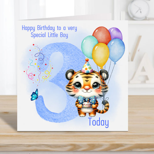 Boy Birthday card 3 years Personalised - Birthday Card for a Boy