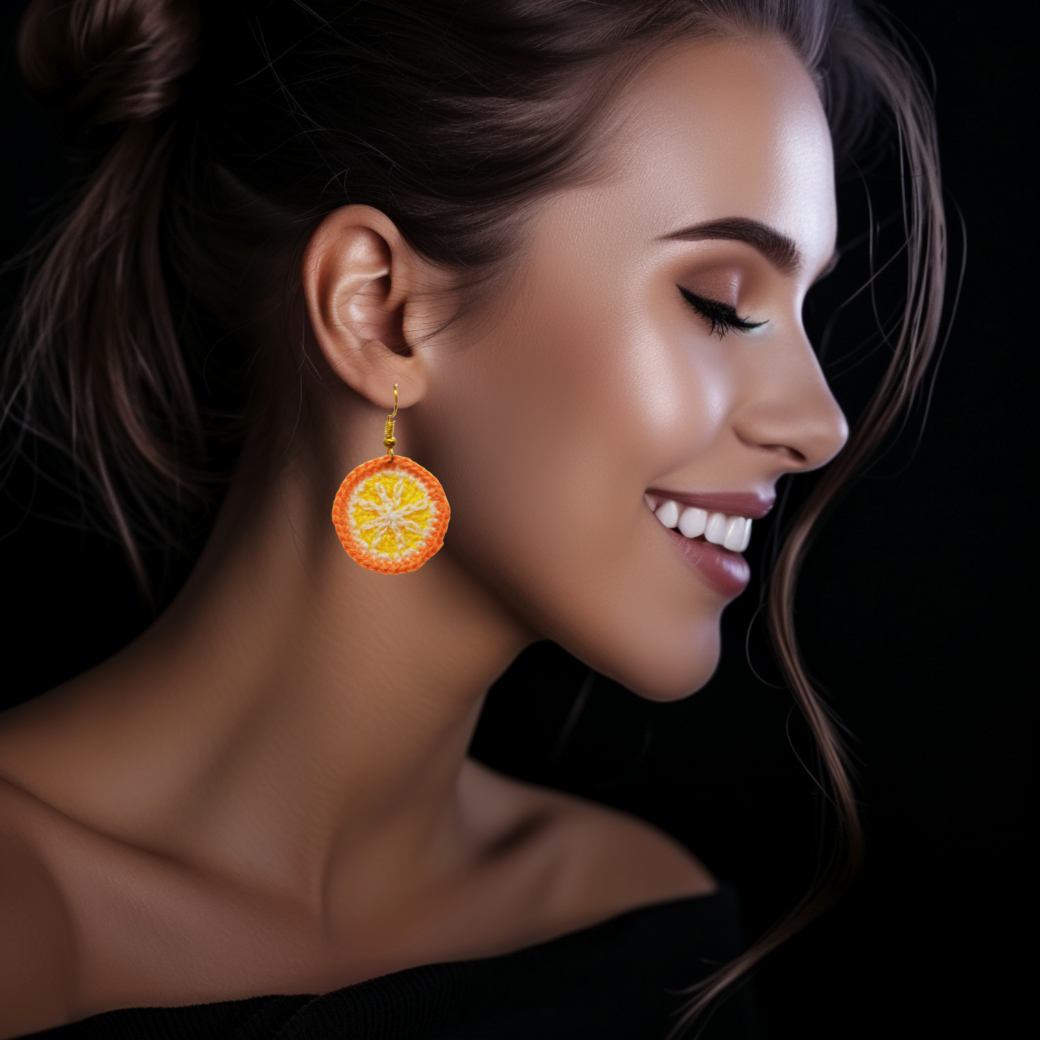 orange fruit slice earrings