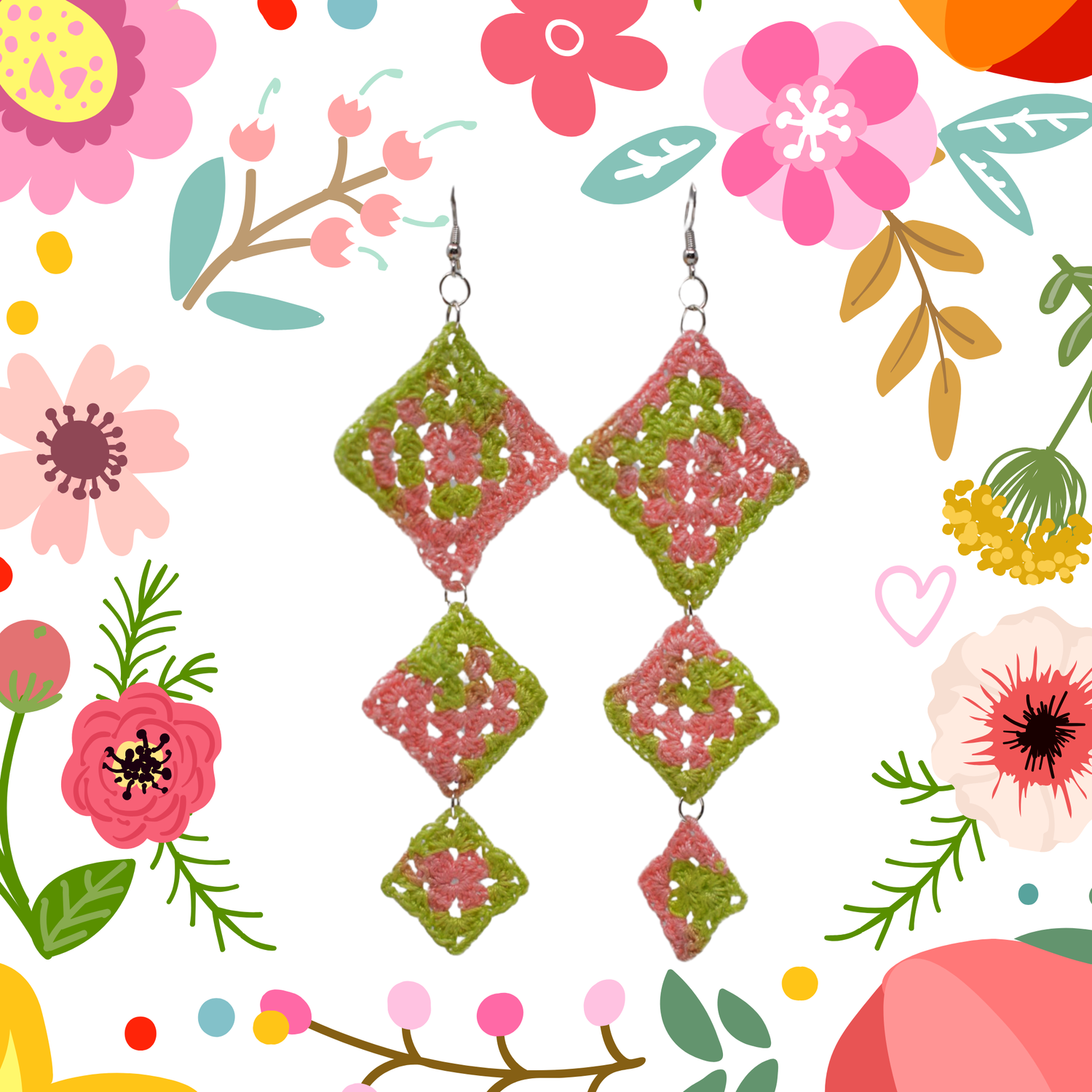 pastel granny square earrings