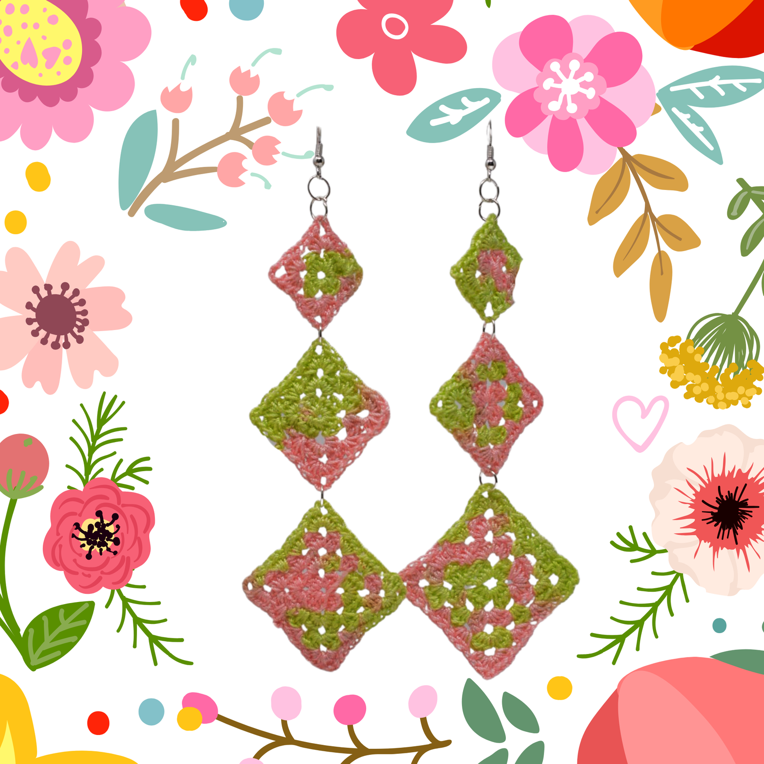 pastel granny square earrings