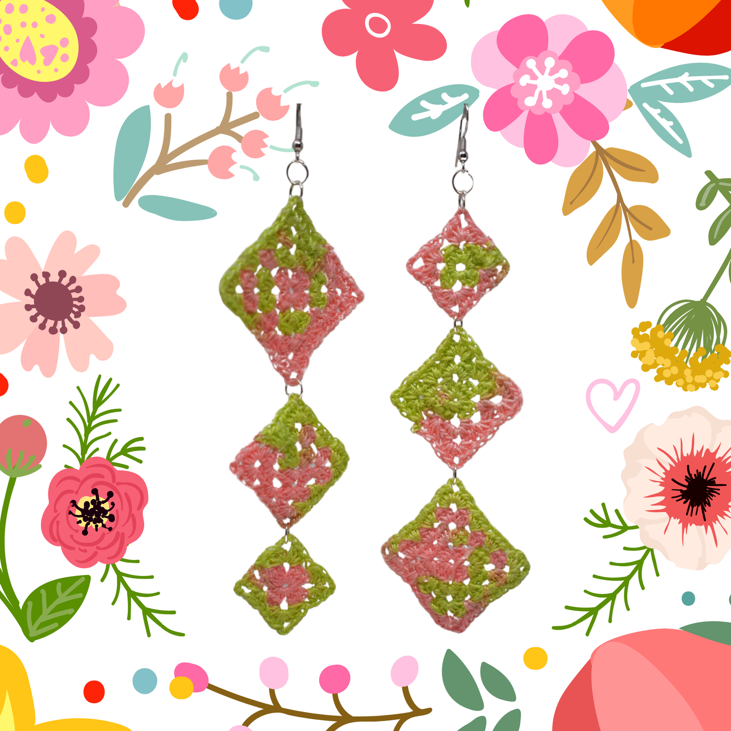 pastel granny square earrings