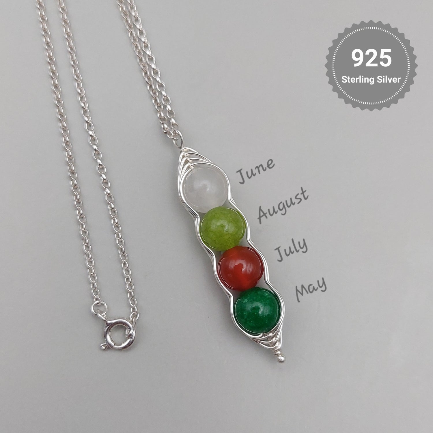 gemstone pea pod pendant