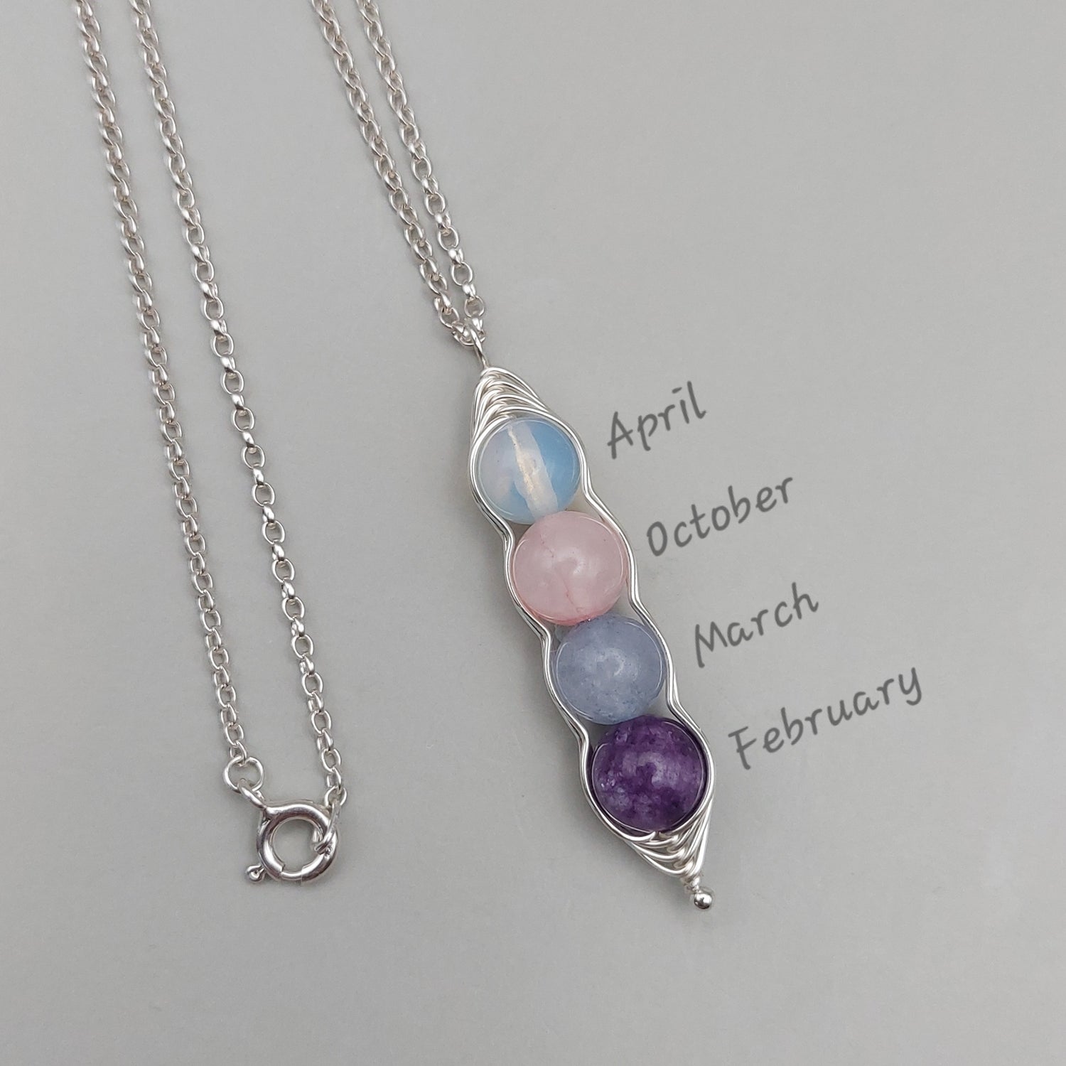 gemstone pea pod pendant