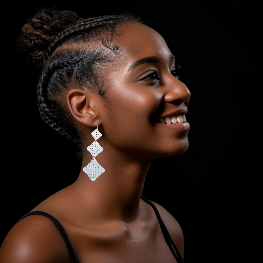 white dangle earrings 