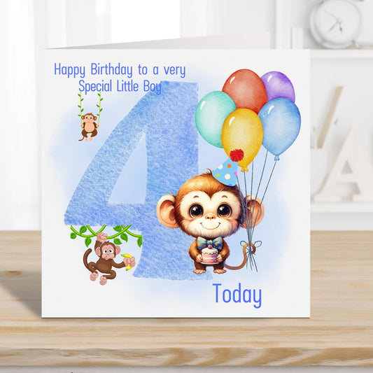 Boy Birthday card 4 years Personalised - Birthday Card for a Boy