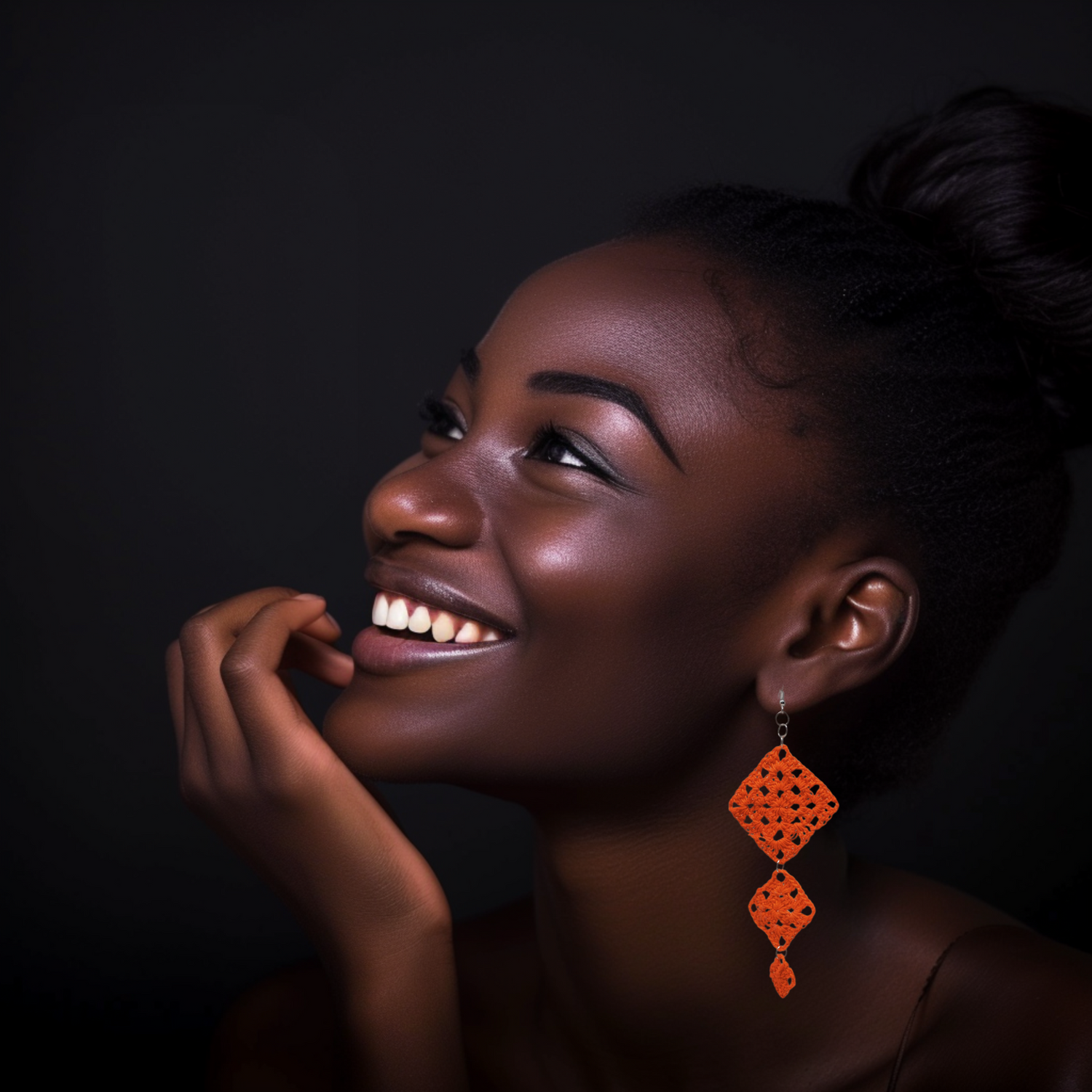 orange granny square earrings