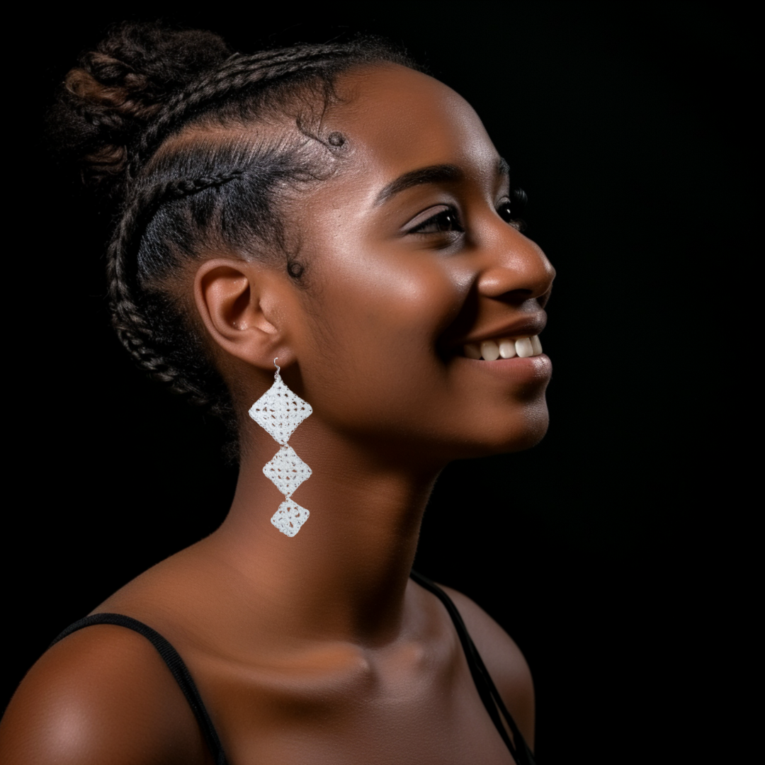 white dangle earrings 