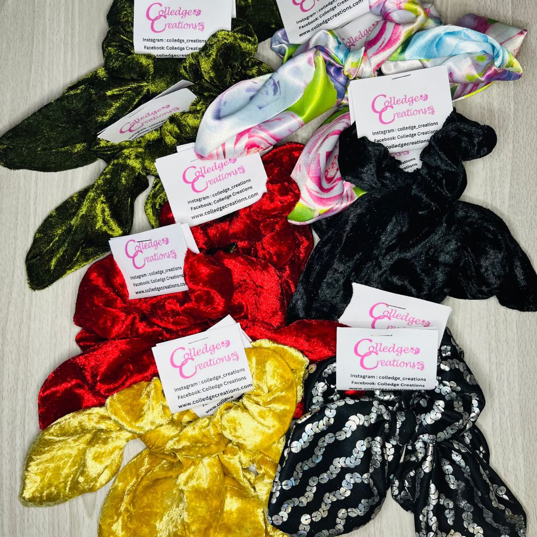  velvet bowed scrunchies 