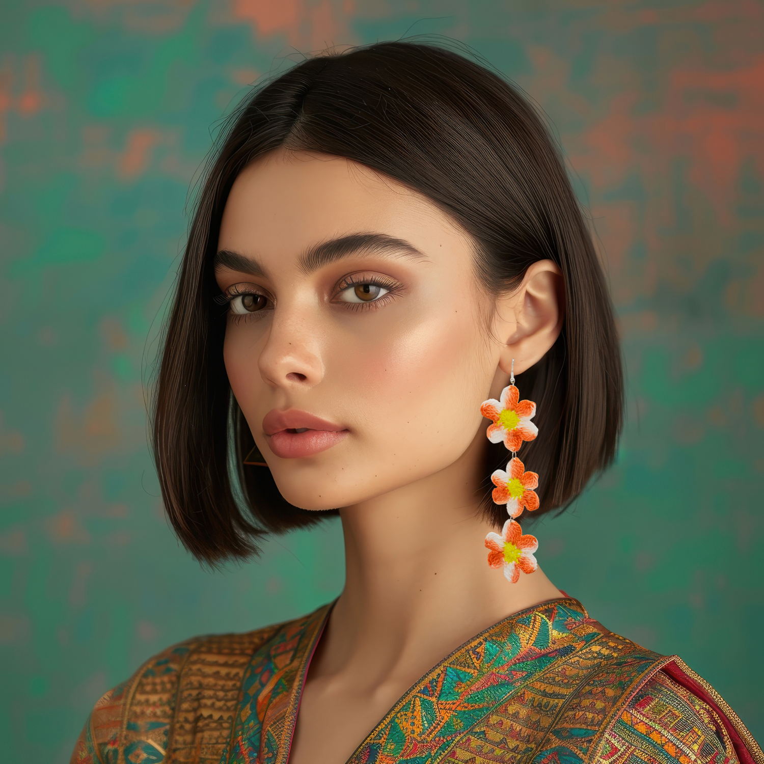 peach daisy earrings