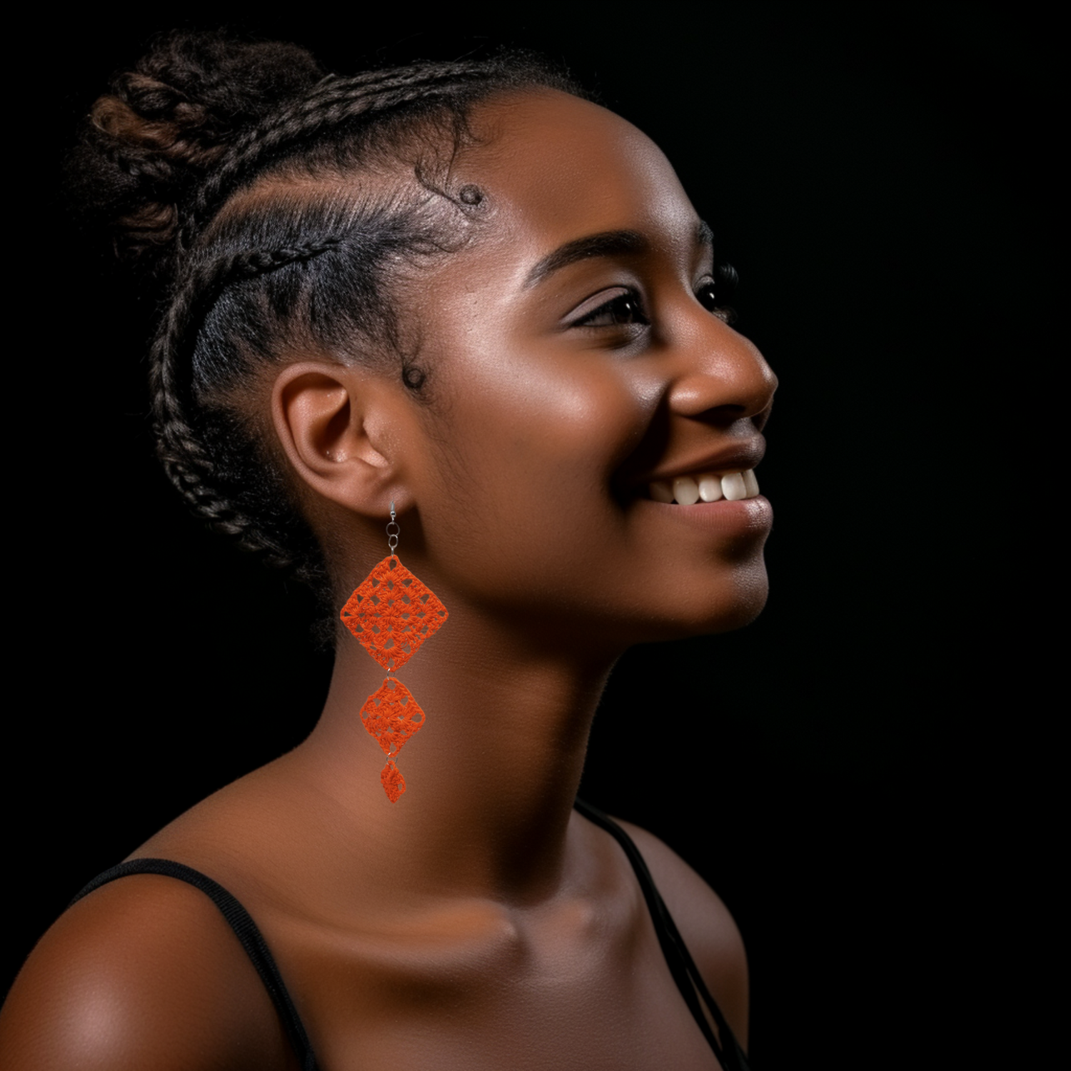 orange granny square earrings