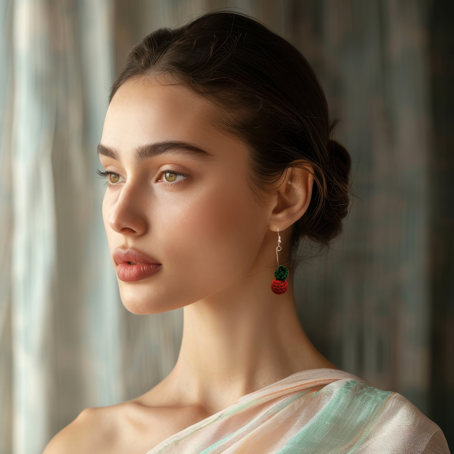 apple crochet earrings