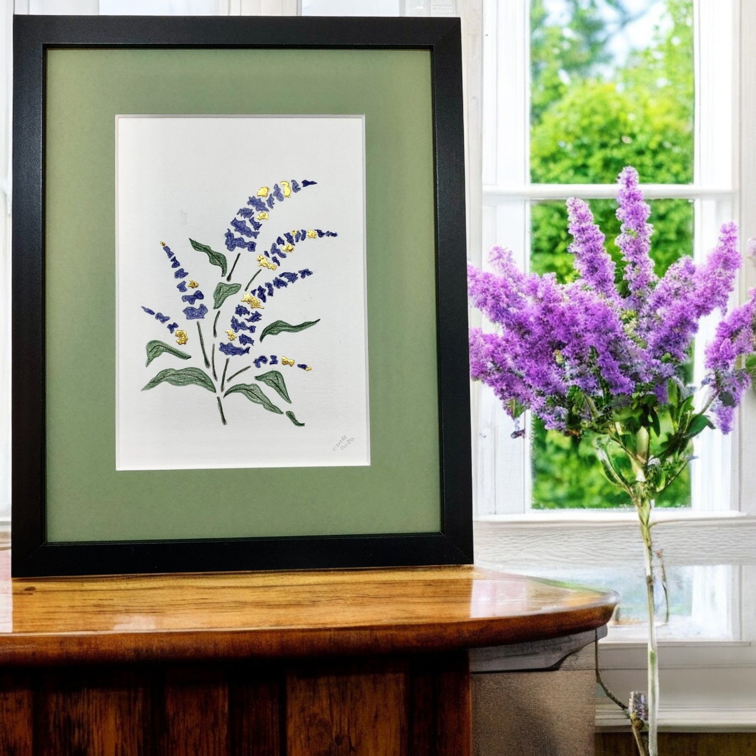 gold leaf flora art