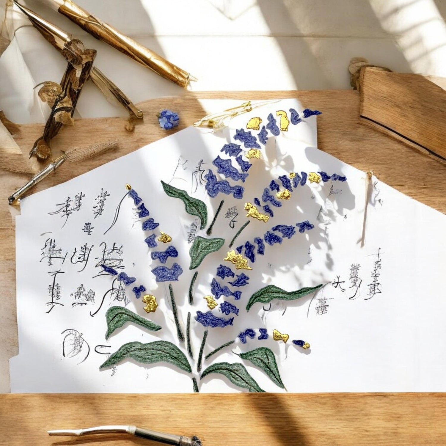gold leaf flora art