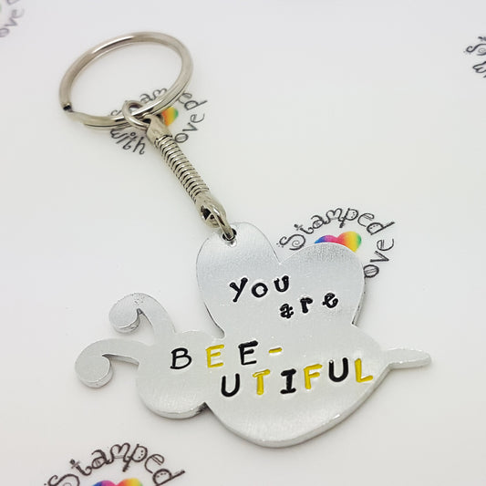 Bee Happy Keyring - Presents For Bee Lovers