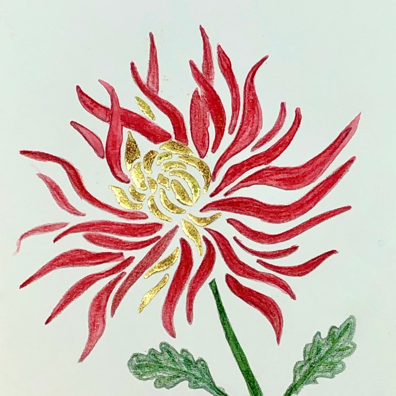 floral gold leaf art 