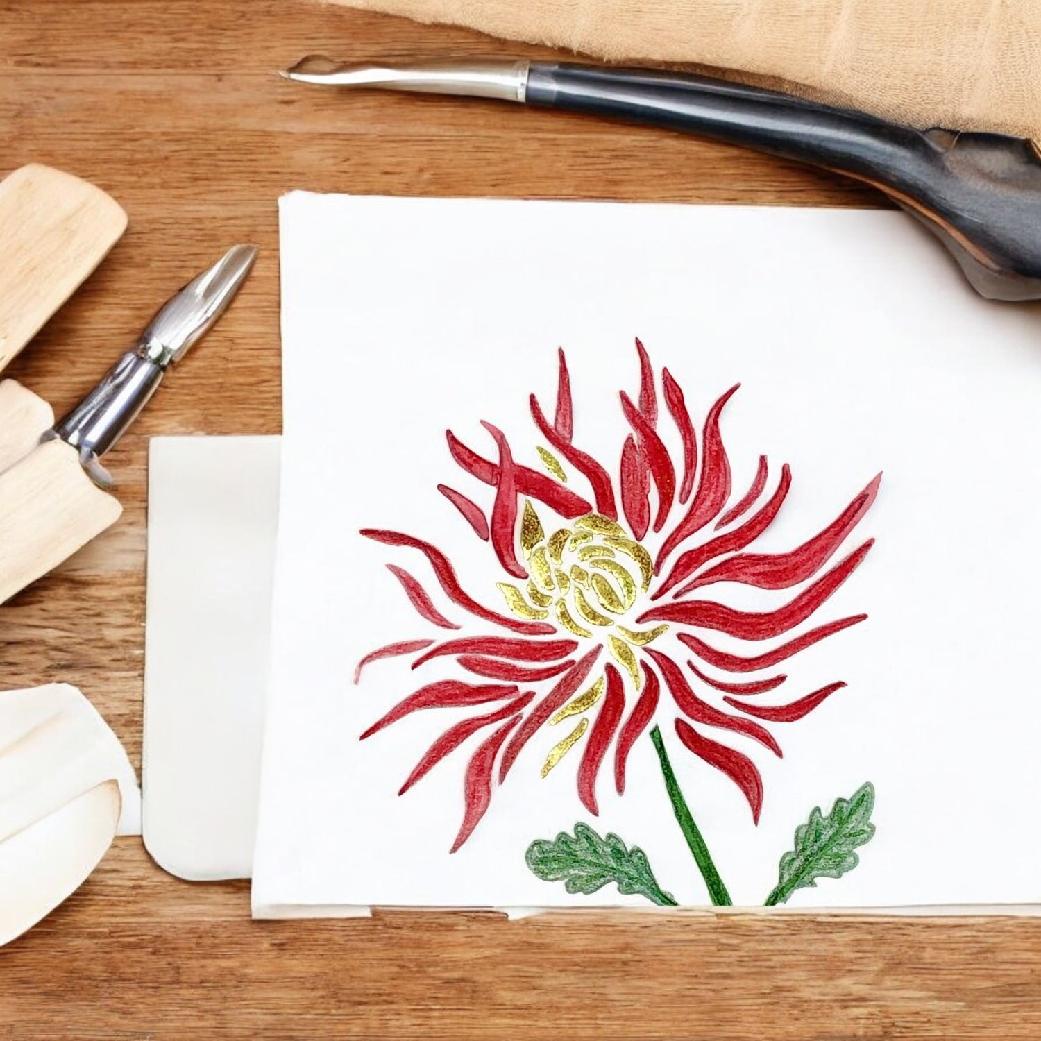 floral gold leaf art 