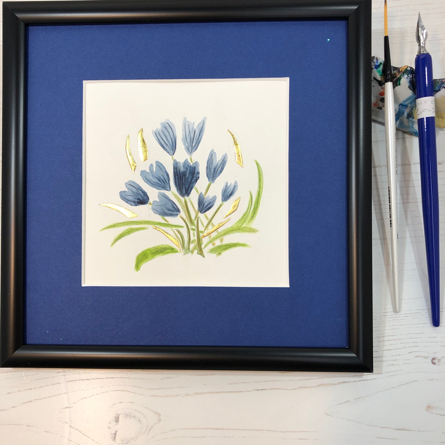 spring flowers gold leaf art