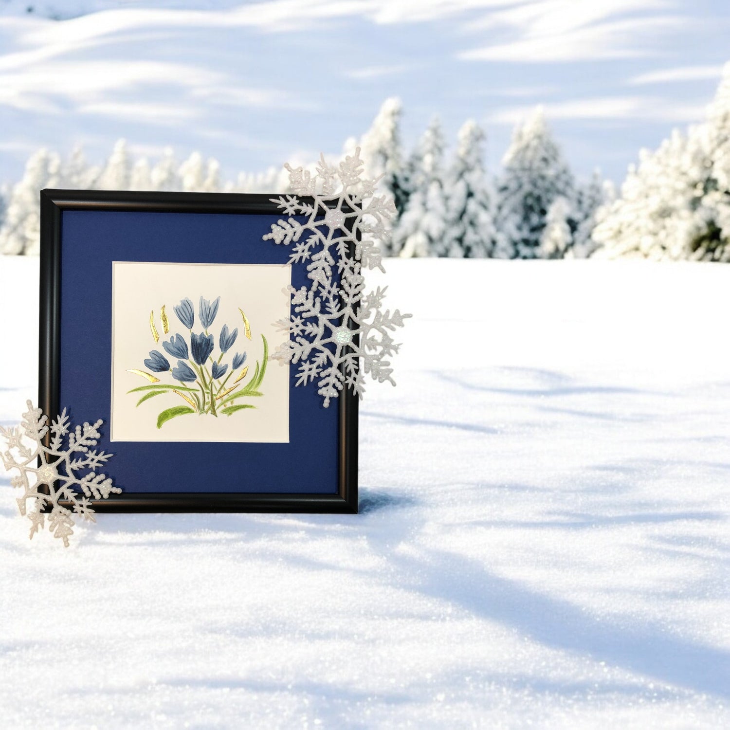 spring flowers gold leaf art