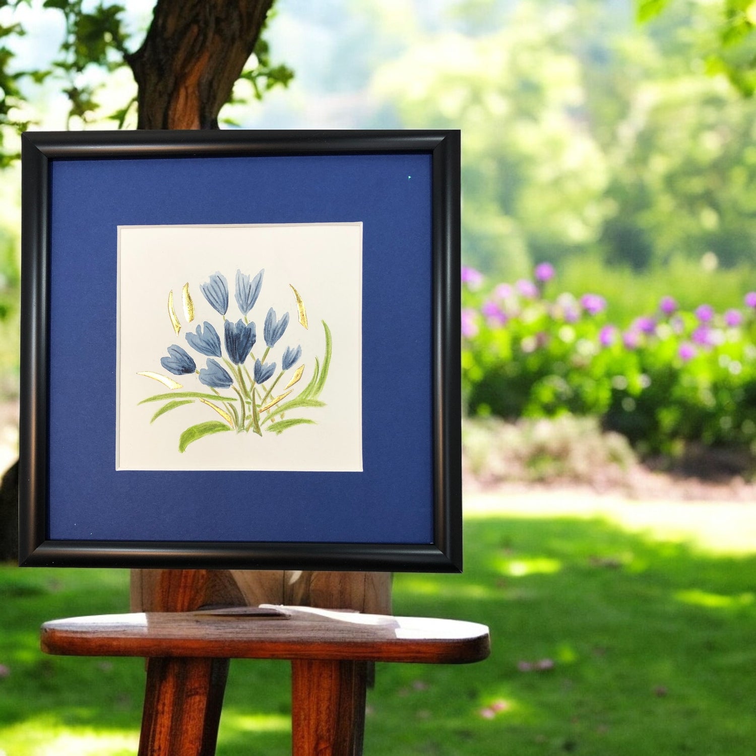 spring flowers gold leaf art
