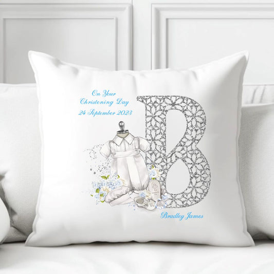 Personalised Christening Gift Cushion For A Boy - Christening Present Boy