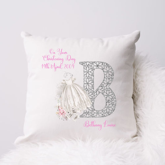 Personalised Christening Gift Cushion For A Girl - Christening Present Girl