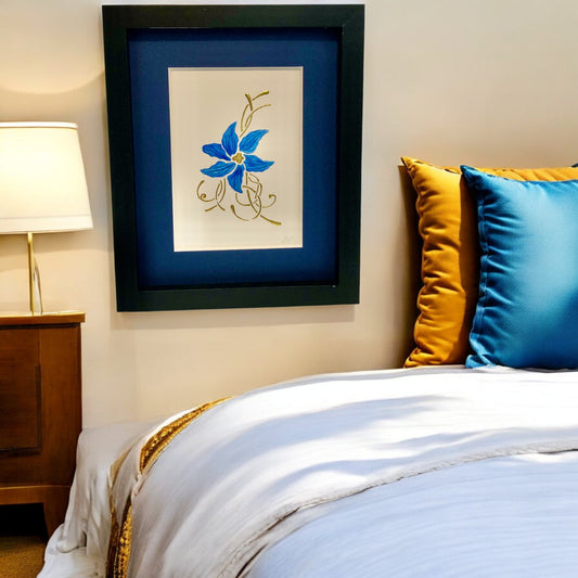 blue flower wall decor