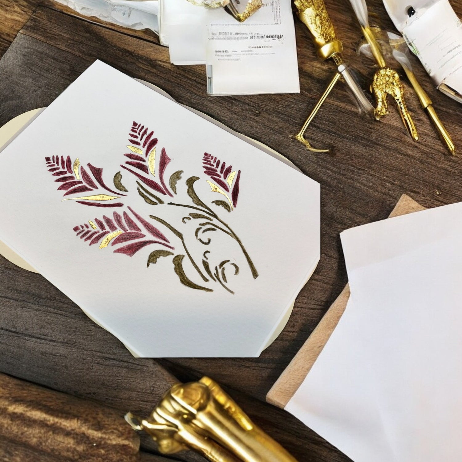 gold leaf exotic flowers 