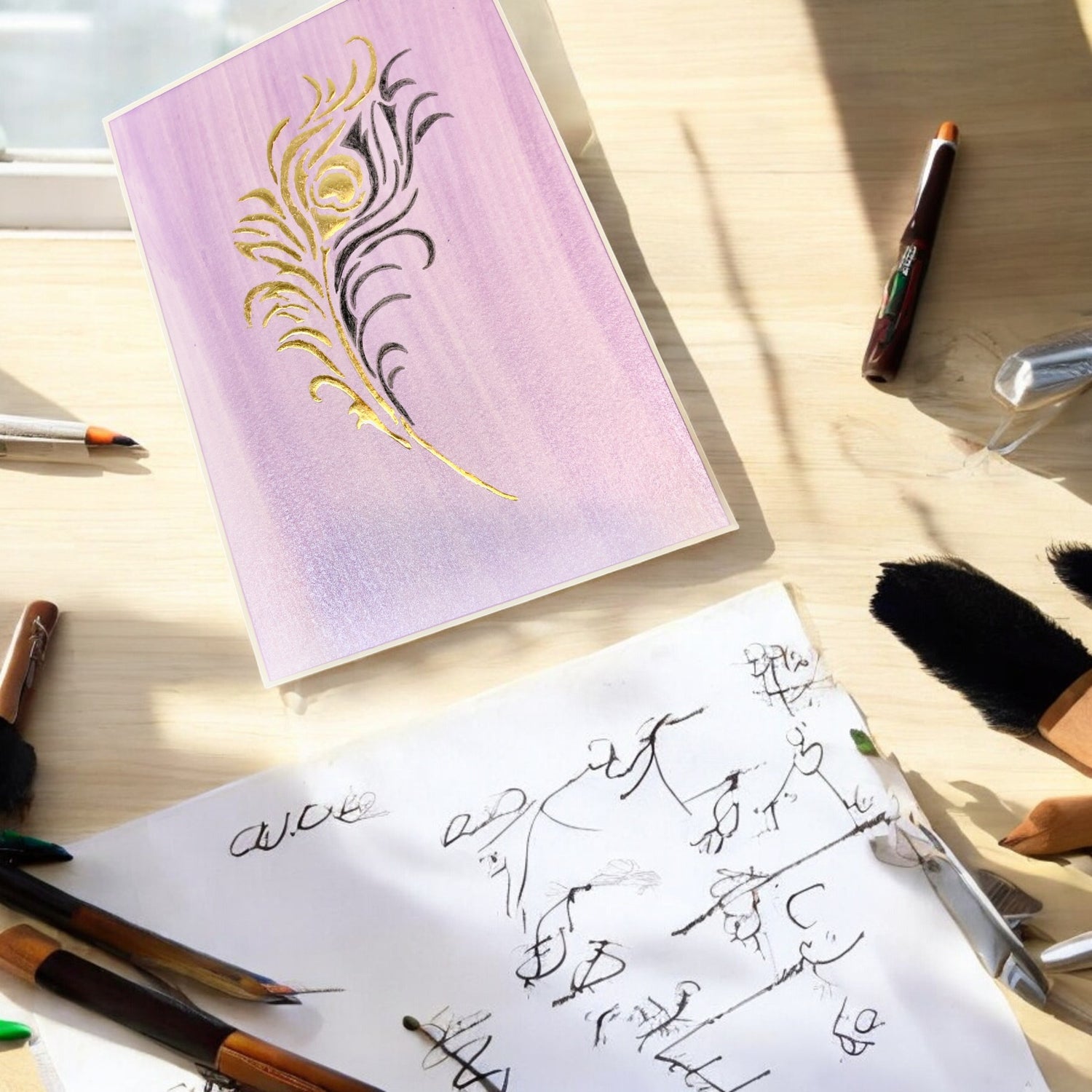 gold leaf feather