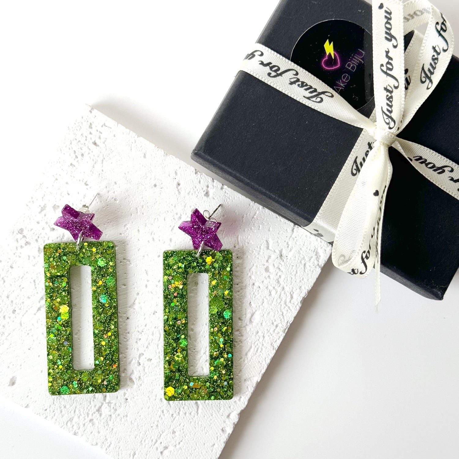  rectangle resin earrings 
